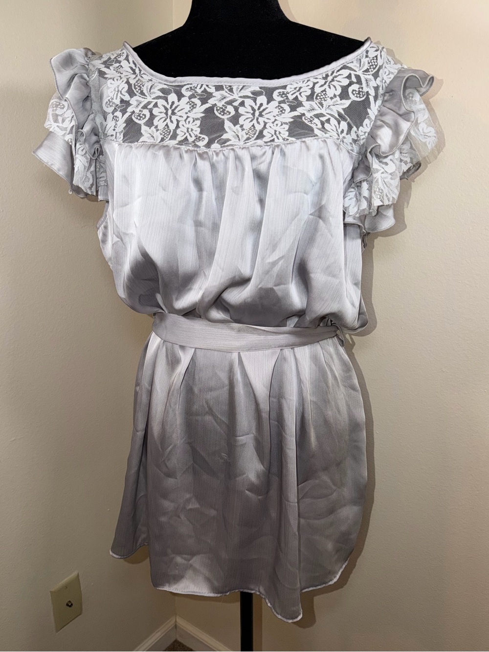 NWT Vintage Caren Sport Lace Ruffles Mini Slip Dress Fairy Romantic Dainty